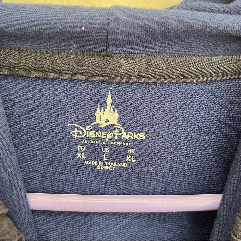Vintage Disney Parks Mickey Mouse Hoodie Sweatshirt Blue Embroidered Logo L XL - Picture 8 of 9